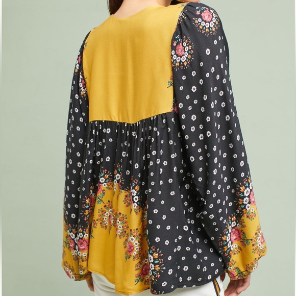 FARM RIO Intarsia Floral Peasant Style Blouse - Picture 2 of 13